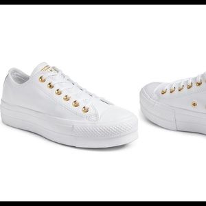 White Converse platforms